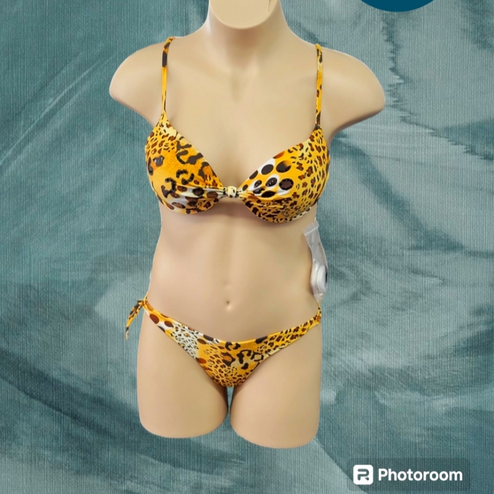 🐆Cheetah Bikini w/beads, sequin & underwire bra. Adjustable waist & straps! 🩱